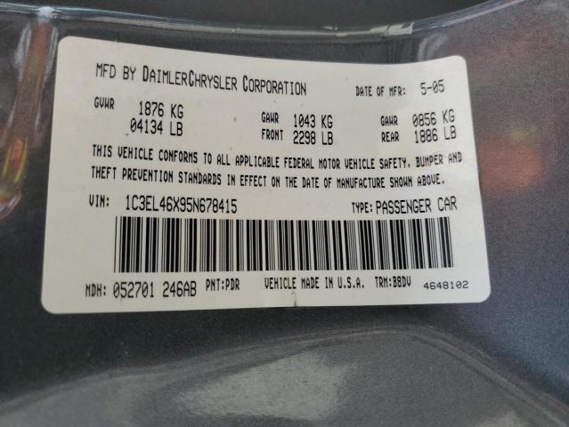 Photo 10 from auction – 2005 CHRYSLER SEBRING with VIN 1C3EL46X95N678415