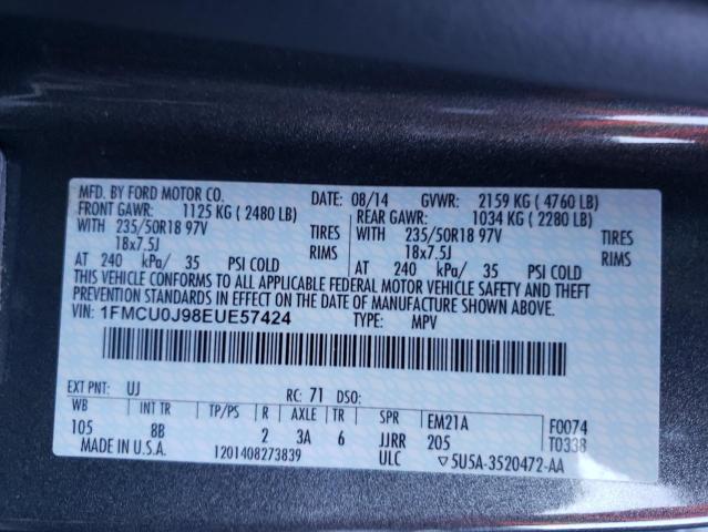 Zdjęcie 10 z aukcji – 2014 FORD ESCAPE TIT z VIN 1FMCU0J98EUE57424