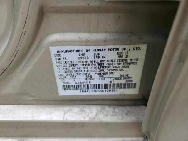 Photo 10 from auction – 2004 NISSAN ALTIMA with VIN 1N4AL11D54C139151