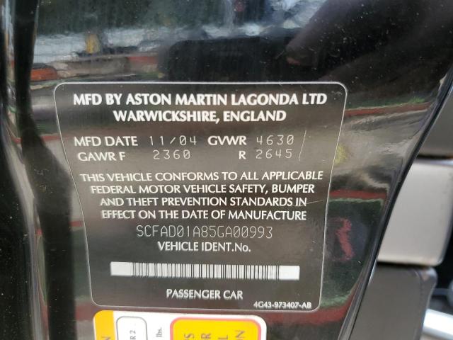 Photo 10 from auction – 2005 ASTON MARTIN DB9 with VIN SCFAD01A85GA00993