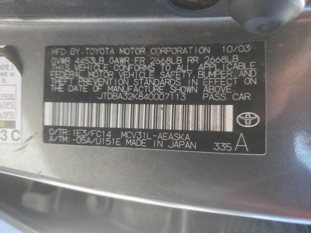 Photo 10 from auction – 2004 TOYOTA CAMRY SE with VIN JTDBA32K840007113