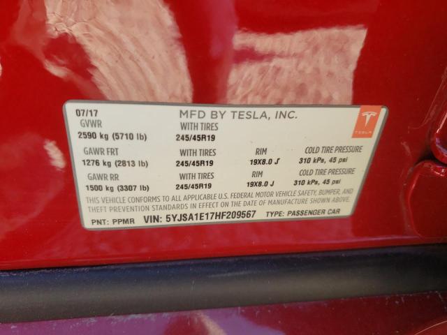 Photo 10 from auction – 2017 TESLA MODEL S with VIN 5YJSA1E17HF209567