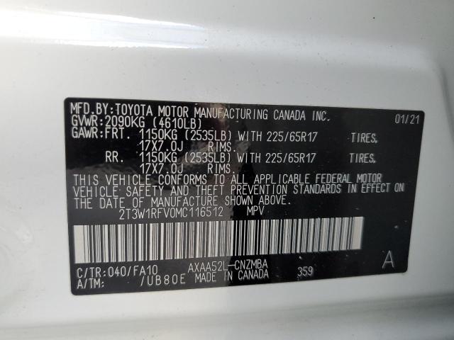 Photo 10 from auction – 2021 TOYOTA RAV4 XLE with VIN 2T3W1RFV0MC116512