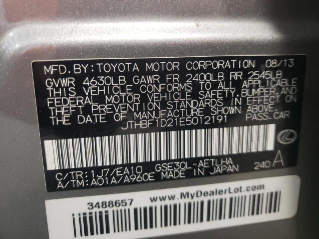 Photo 10 from auction – 2014 LEXUS IS 250 with VIN JTHBF1D21E5012191