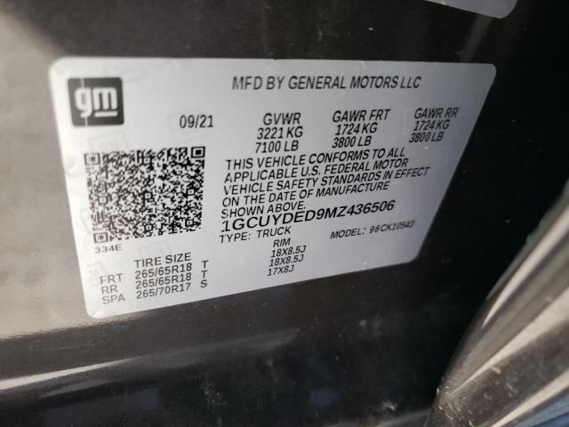 Photo 10 from auction – 2021 CHEVROLET SILVERADO with VIN 1GCUYDED9MZ436506