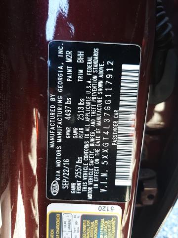 Photo 10 from auction – 2016 KIA OPTIMA LX with VIN 5XXGT4L37GG117912