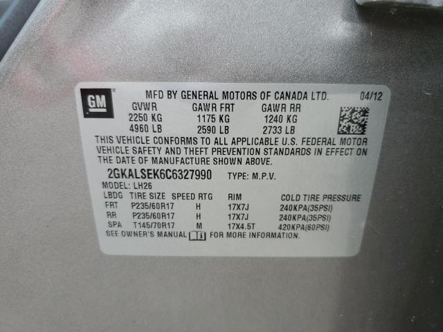 Photo 10 from auction – 2012 GMC TERRAIN SL with VIN 2GKALSEK6C6327990