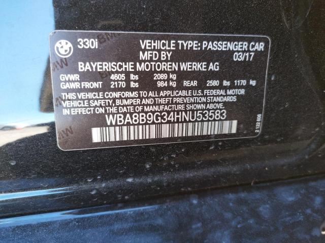 Photo 10 from auction – 2017 BMW 330 I with VIN WBA8B9G34HNU53583