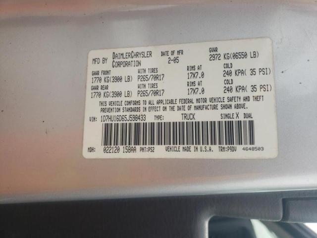 Photo 10 from auction – 2005 DODGE RAM 1500 S with VIN 1D7HU16D65J598433