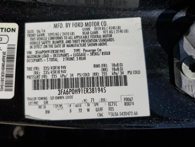 Photo 10 from auction – 2014 FORD FUSION SE with VIN 3FA6P0H91ER381945
