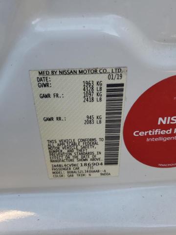 Photo 10 from auction – 2019 NISSAN ALTIMA SR with VIN 1N4BL4CV9KC186904