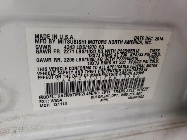 Photo 10 from auction – 2015 MITSUBISHI OUTLANDER with VIN 4A4AR3AU1FE019898