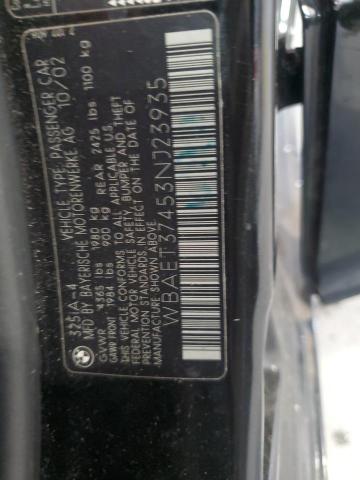 Photo 10 from auction – 2003 BMW 325 I with VIN WBAET37453NJ23935