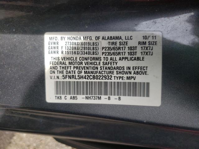 Photo 10 from auction – 2012 HONDA ODYSSEY EX with VIN 5FNRL5H42CB022932