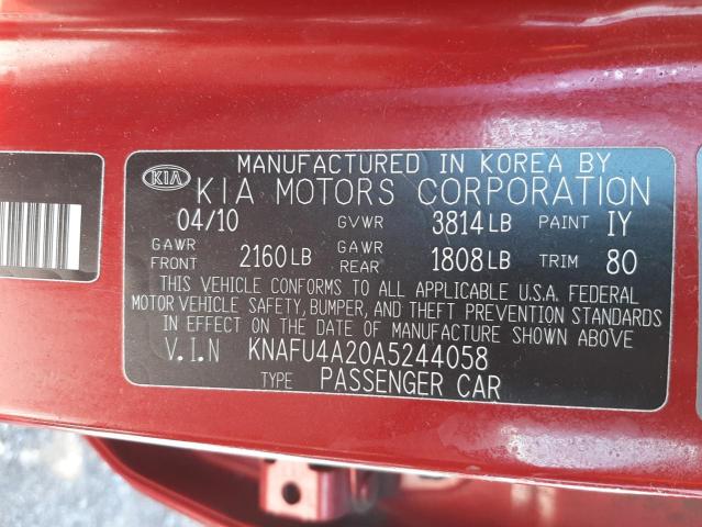Photo 10 from auction – 2010 KIA FORTE EX with VIN KNAFU4A20A5244058