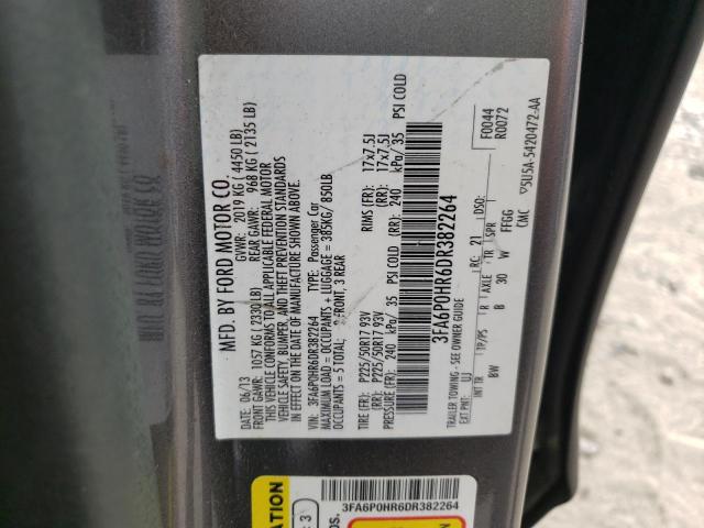 Photo 10 from auction – 2013 FORD FUSION SE with VIN 3FA6P0HR6DR382264