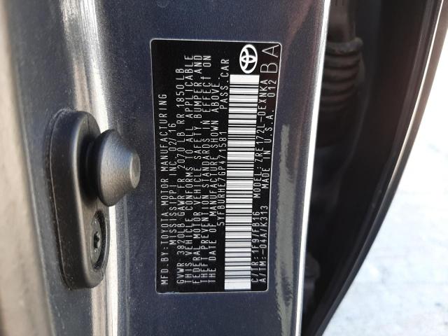 Photo 10 from auction – 2016 TOYOTA COROLLA L with VIN 5YFBURHE7GP471581