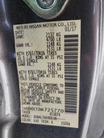 Photo 10 from auction – 2017 NISSAN FRONTIER S with VIN 1N6BD0CT3HN725770