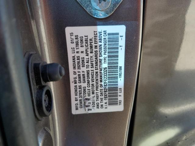 Photo 10 from auction – 2015 HONDA CIVIC EX with VIN 19XFB2F82FE233326
