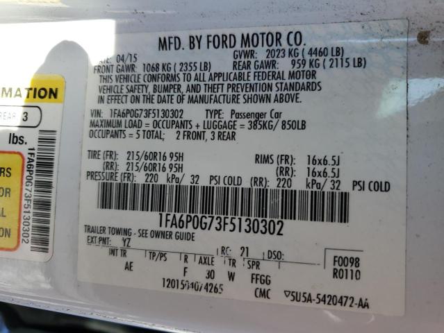 Photo 10 from auction – 2015 FORD FUSION S with VIN 1FA6P0G73F5130302