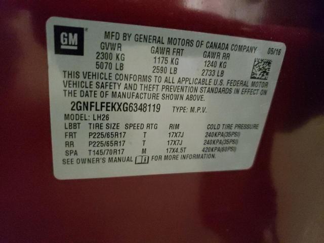 Photo 10 from auction – 2016 CHEVROLET EQUINOX LT with VIN 2GNFLFEKXG6348119