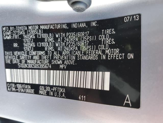 Photo 10 from auction – 2013 TOYOTA SIENNA with VIN 5TDZK3DC5DS395674