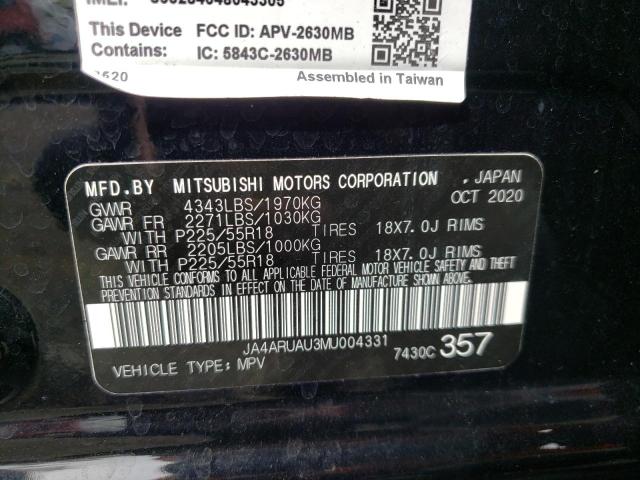 Photo 10 from auction – 2021 MITSUBISHI OUTLANDER with VIN JA4ARUAU3MU004331