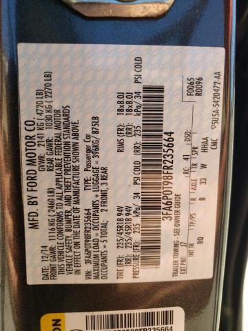 Photo 10 from auction – 2015 FORD FUSION SE with VIN 3FA6P0T98FR235664