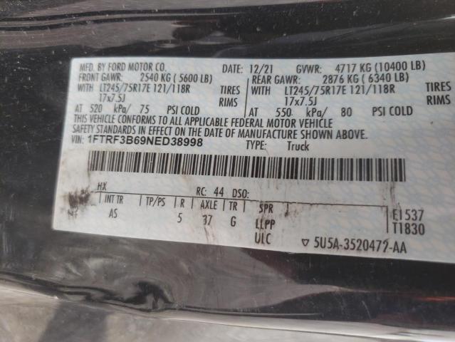 Photo 10 from auction – 2022 FORD F350 SUPER with VIN 1FTRF3B69NED38998
