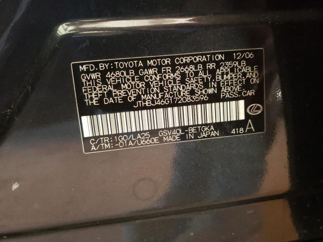 Photo 10 from auction – 2007 LEXUS ES 350 with VIN JTHBJ46G172083596