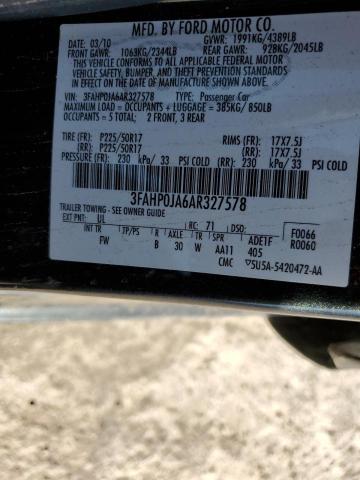 Photo 10 from auction – 2010 FORD FUSION with VIN 3FAHP0JA6AR327578