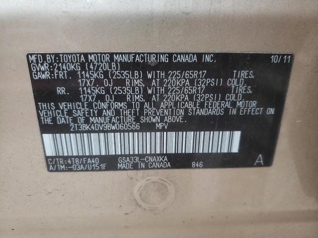 Photo 10 from auction – 2011 TOYOTA RAV4 with VIN 2T3BK4DV9BW060566