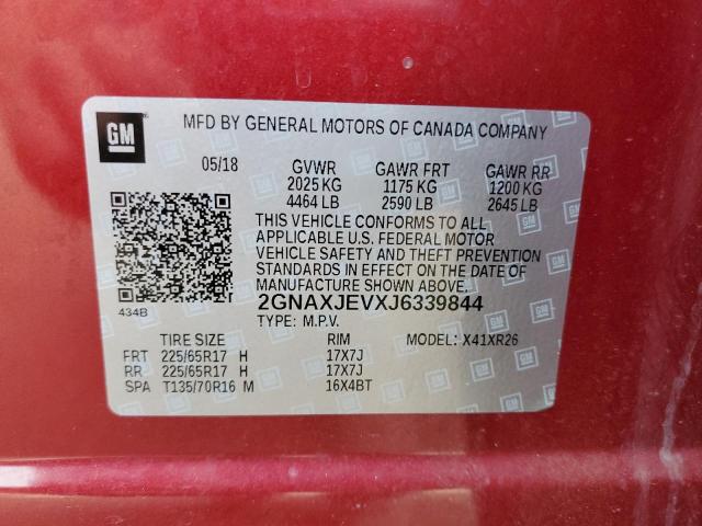 Photo 10 from auction – 2018 CHEVROLET EQUINOX LT with VIN 2GNAXJEVXJ6339844