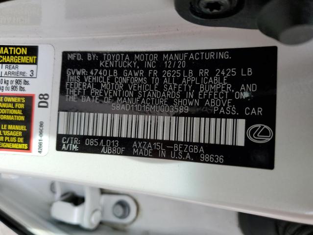 Photo 10 from auction – 2021 LEXUS ES 250 BAS with VIN 58AD11D16MU003589