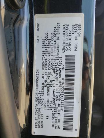 Photo 10 from auction – 2003 TOYOTA 4RUNNER SR with VIN JTEZT14R330007618