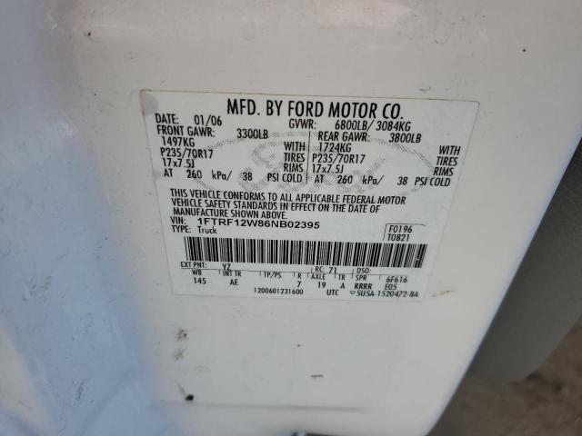 Photo 10 from auction – 2006 FORD F150 with VIN 1FTRF12W86NB02395