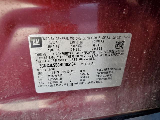 Photo 10 from auction – 2017 CHEVROLET TRAX 1LT with VIN 3GNCJLSB0HL185134