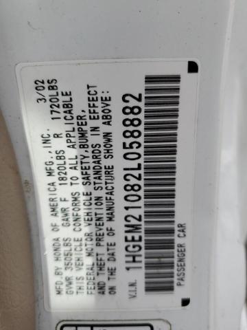 Photo 10 from auction – 2002 HONDA CIVIC EX with VIN 1HGEM21082L058882