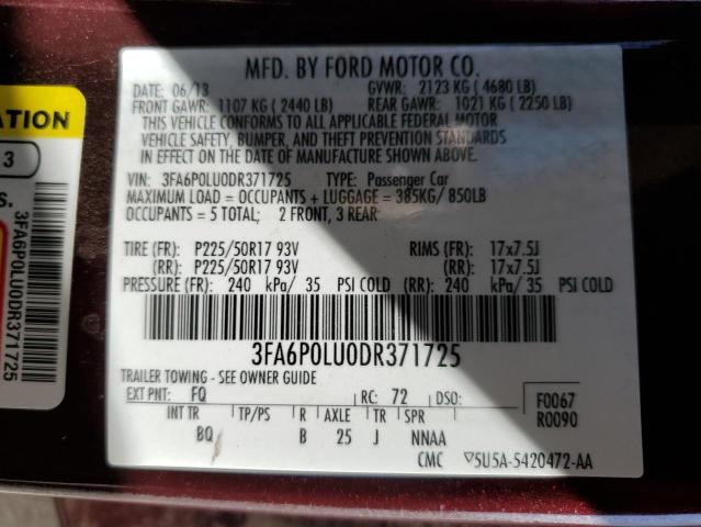 Photo 10 from auction – 2013 FORD FUSION SE with VIN 3FA6P0LU0DR371725
