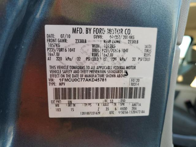 صورة رقم 10 من المزاد - 2010 FORD ESCAPE XLS مع VIN 1FMCU0C77AKD45781