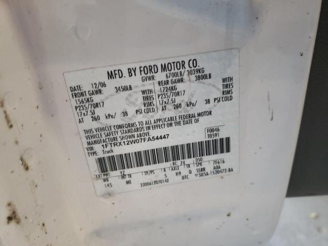 Photo 10 from auction – 2007 FORD F150 with VIN 1FTRX12W07FA54447