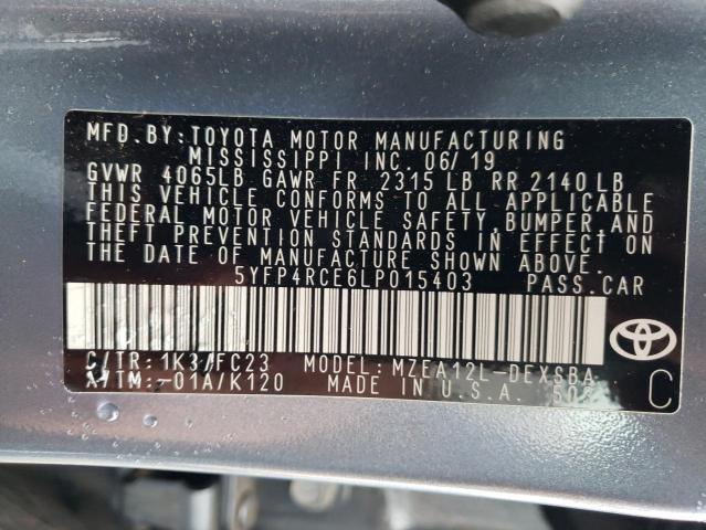 Photo 10 from auction – 2020 TOYOTA COROLLA SE with VIN 5YFP4RCE6LP015403