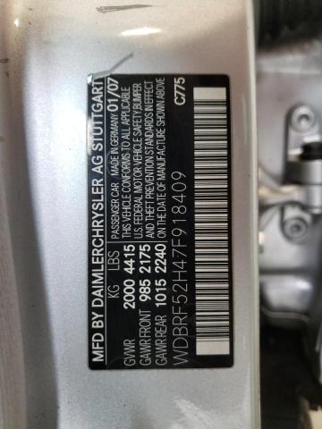 Photo 10 from auction – 2007 MERCEDES-BENZ C with VIN WDBRF52H47F918409