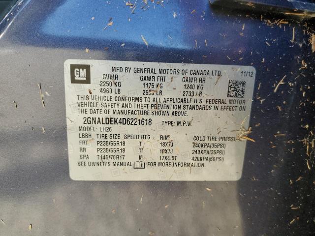 Photo 10 from auction – 2013 CHEVROLET EQUINOX LT with VIN 2GNALDEK4D6221618