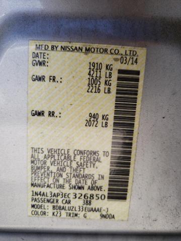 Photo 10 from auction – 2014 NISSAN ALTIMA 2.5 with VIN 1N4AL3AP3EC326850