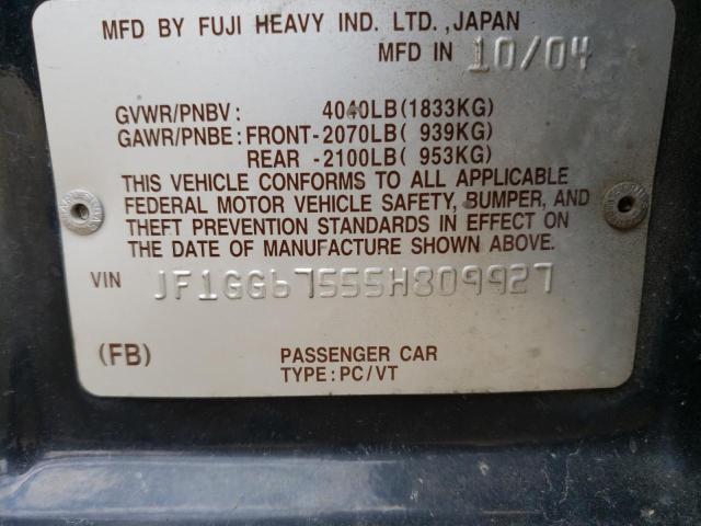 Photo 10 from auction – 2005 SUBARU IMPREZA RS with VIN JF1GG67555H809927