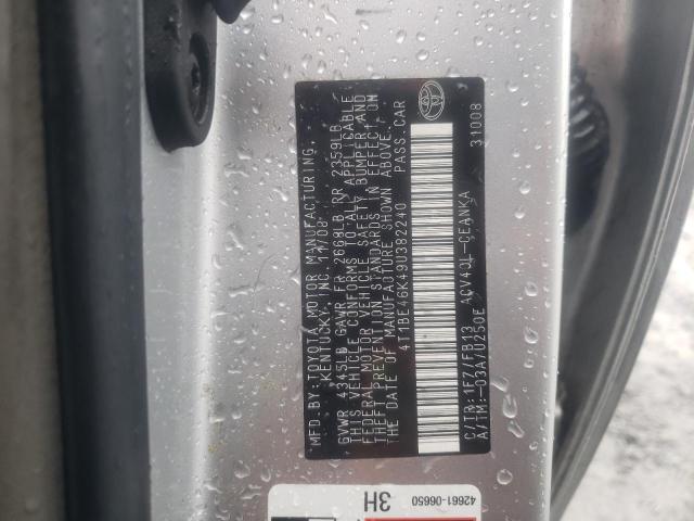 Photo 10 from auction – 2009 TOYOTA CAMRY BASE with VIN 4T1BE46K49U382240