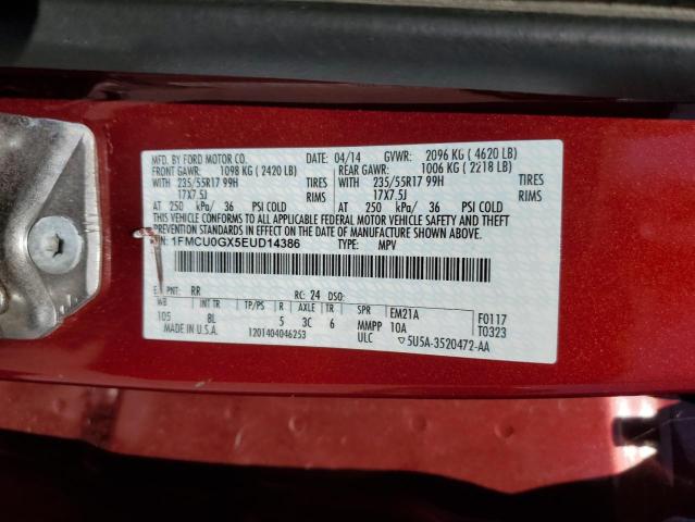 Photo 10 from auction – 2014 FORD ESCAPE SE with VIN 1FMCU0GX5EUD14386