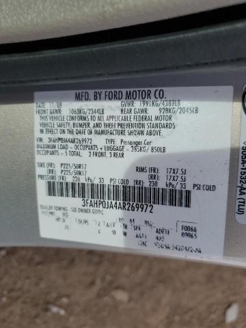 Photo 10 from auction – 2010 FORD FUSION SEL with VIN 3FAHP0JA4AR269972