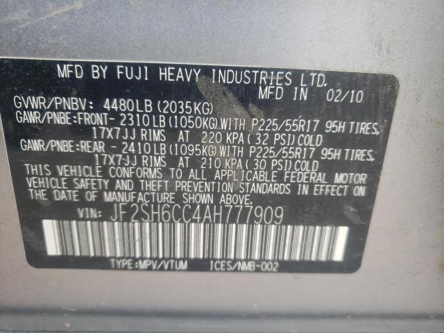 Photo 10 from auction – 2010 SUBARU FORESTER 2 with VIN JF2SH6CC4AH777909
